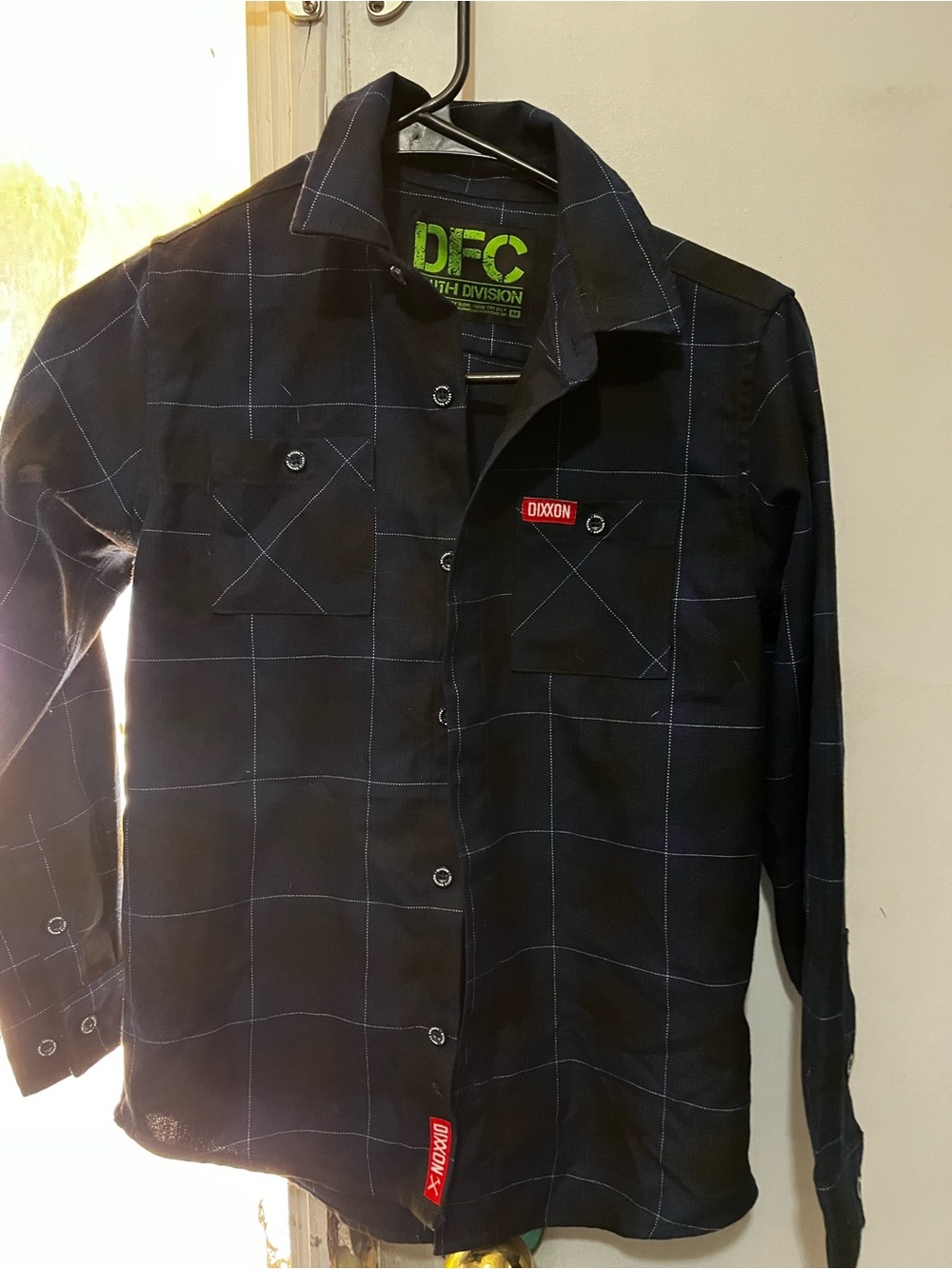 DIXXON boys Black Windowpane Button-Down Work Shirt